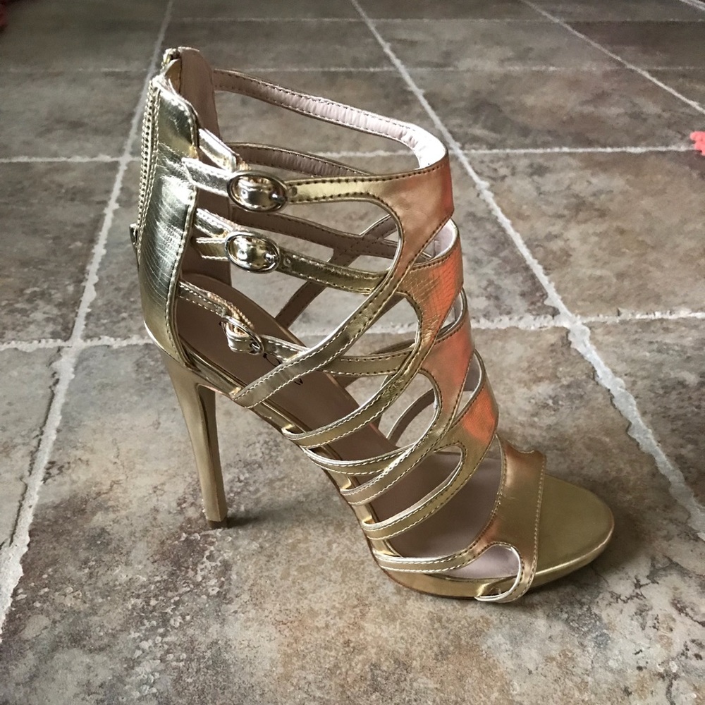 Bebe Gold Strappy Shoes and Bangle Bundle